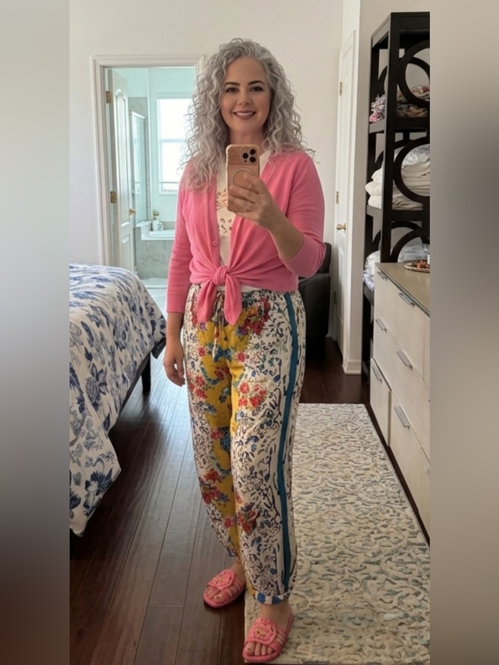 Antica Sartoria 2026 cotton Positano pants O/S Top M with Floral Print NWT